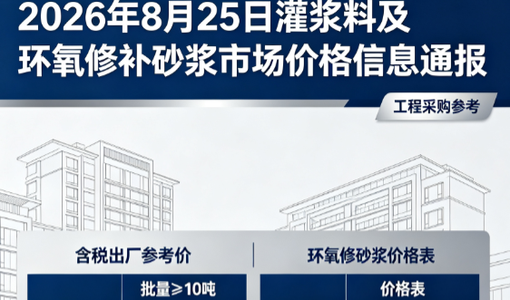 申扎2026年8月25日灌浆料及环氧修补砂浆市场价格信息通报